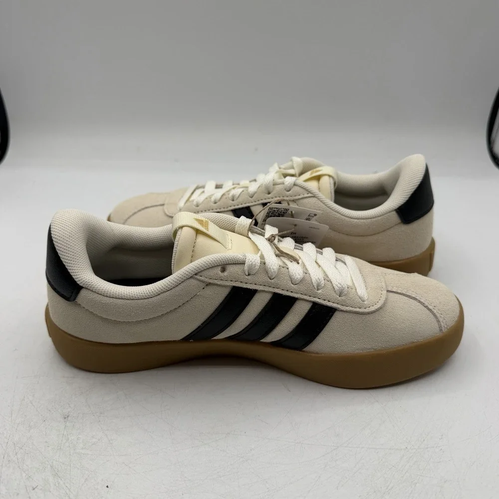 Adidas VL Court 3.0 Shoes Womens Sz‎ 6 Cream/Beige Black Sneakers Casual KI6728